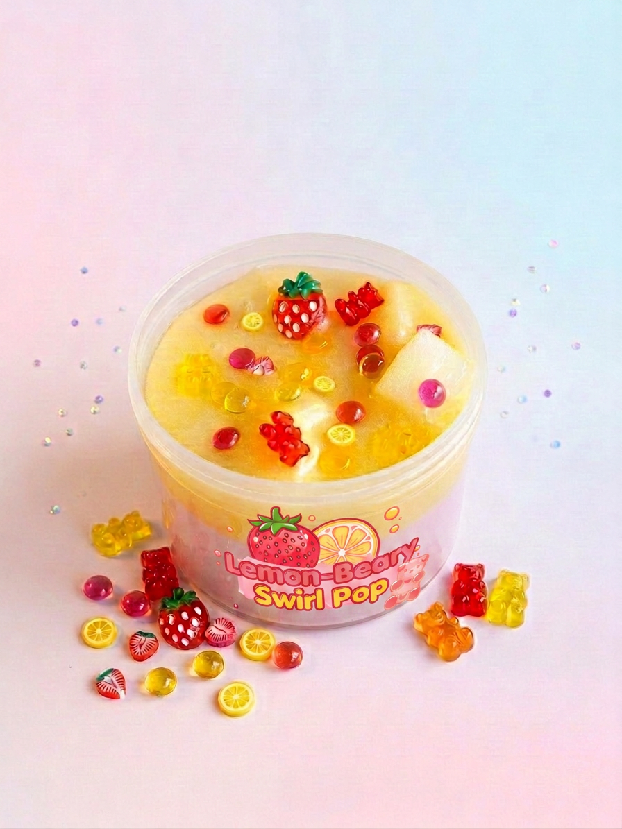 Butter & Clear Slimes - Lemon-Beary Swirl Pop